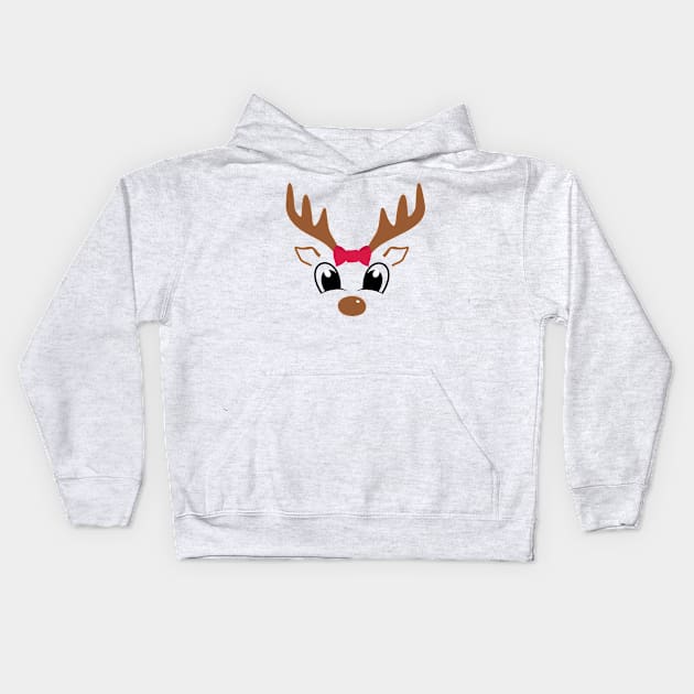 Christmas Time Cute Reindeer Kids Hoodie by Hariolf´s Mega Store